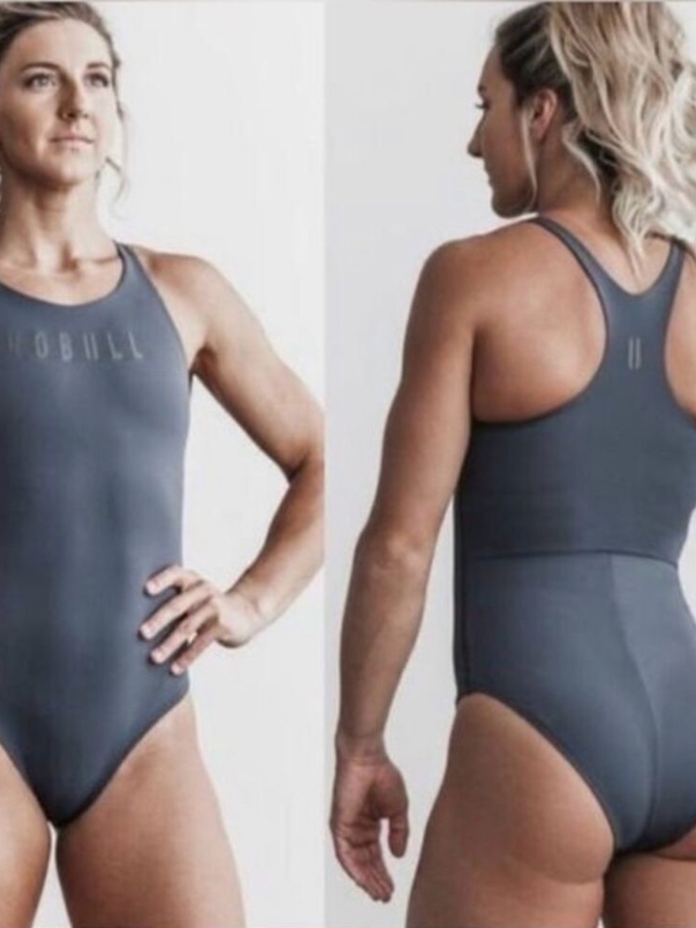 NWT NOBULL Gray Racerback One-Piece Swimsuit